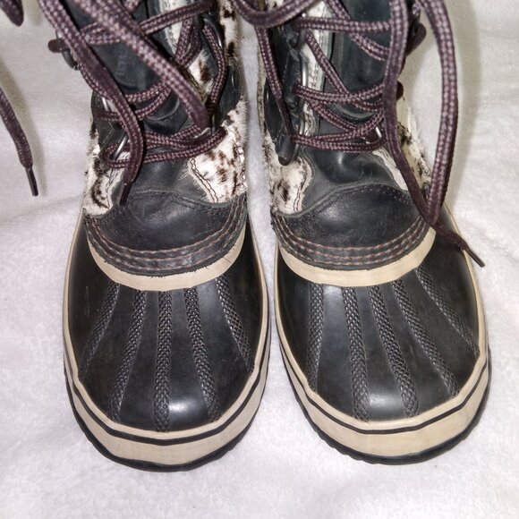 Sorel Joan Of Arctic Reserve Cowhide Snow Boots Fur Cuff Women’s 7 Rare Y2K - Picture 7 of 12